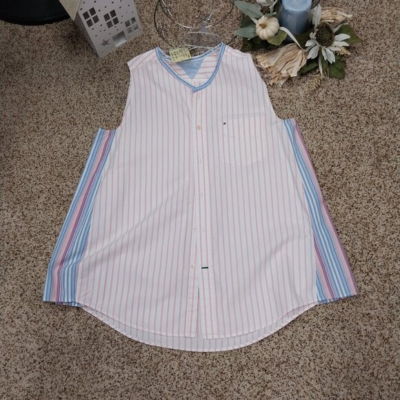 Handmade Tops - 3564 Size Large Handmade Sleeveless Button Down Shirt.